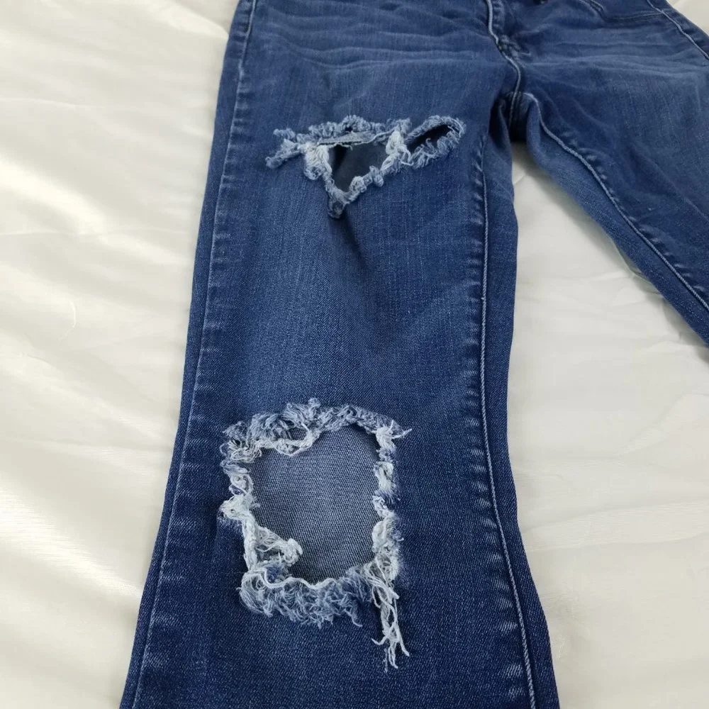 Pacsun Jeans Womens 26 Long Mid Rise Blue Denim Jegging Destroyed Medium Wash‎